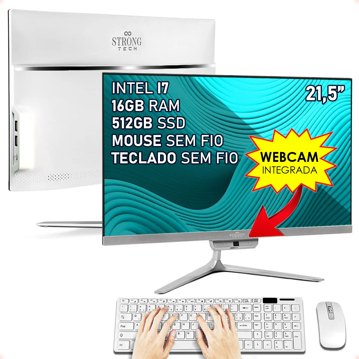 Computador All In One Completo Intel Core I7 16gb Ssd 512gb Tela 21,5 Strong Tech